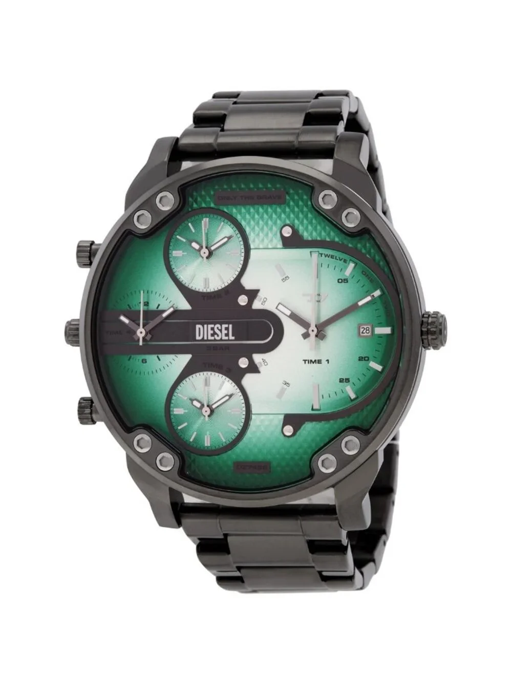 NWT Diesel Mr. Daddy Slim Multi-Movement Quartz Green Dial Men's Watch